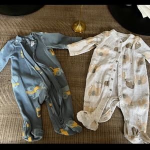 2 waffle knit footie pjs 3M